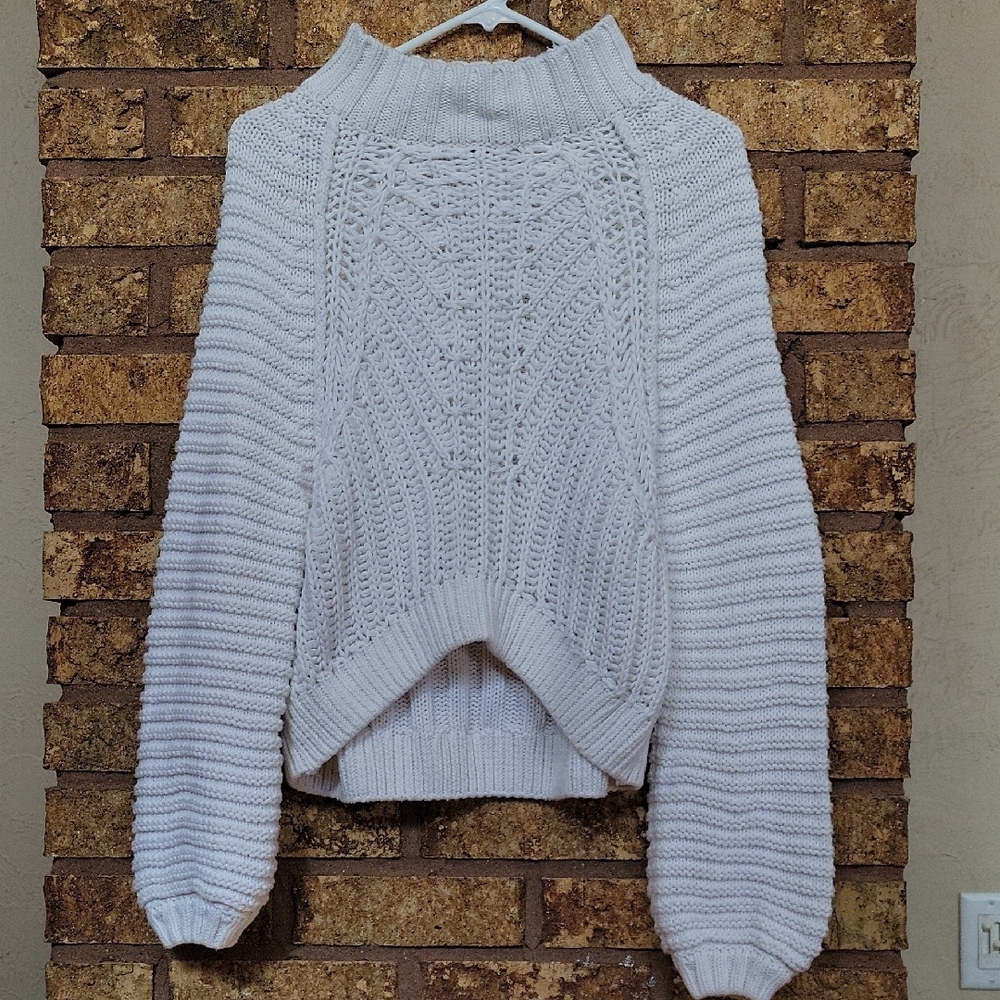 Free People Sweetheart Mock Neck Sweater Size XS Cozy Boho Cotton Knit - Picture 3 of 14